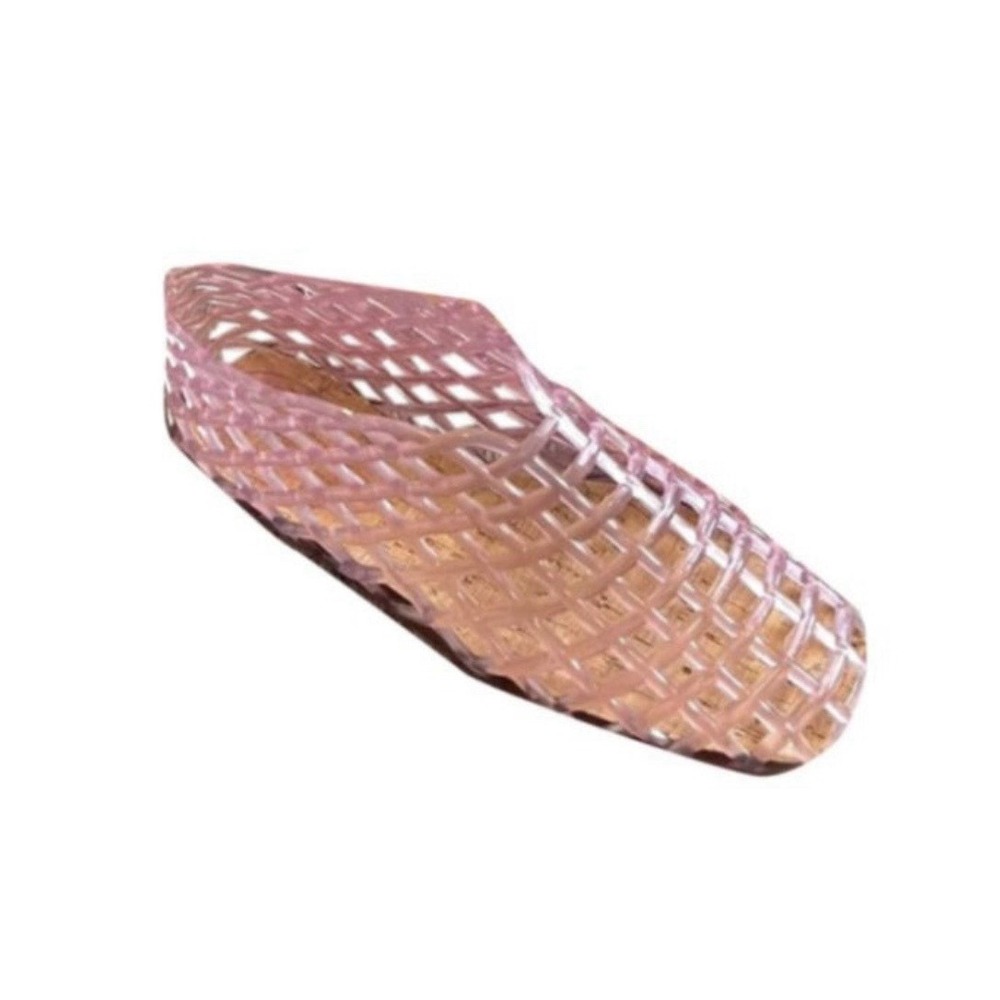 The Label Sueva Cut Out Jelly Shoes Flats Size 37 Pink Slip On Italy 80s Edgy